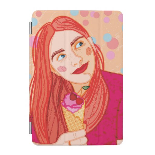 a young red-haired girl.  iPad mini cover