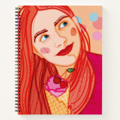 a young red_haired girl  notebook