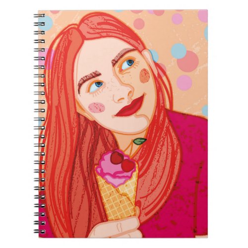 a young red_haired girl  notebook