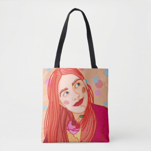 a young red_haired girl tote bag