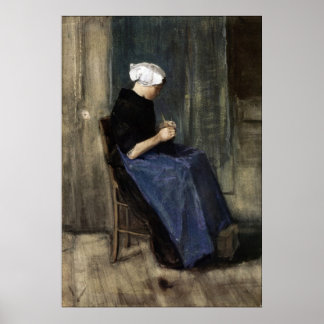 A Young Scheveningen Woman Knitting Poster