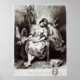 A Young Woman Dozing with an Angel Poster