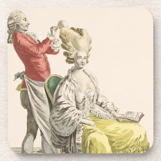 A Young Woman in a Peignoir with her Hairdresser, Beverage Coaster (Front)