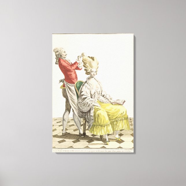 A Young Woman in a Peignoir with her Hairdresser, Canvas Print (Front)