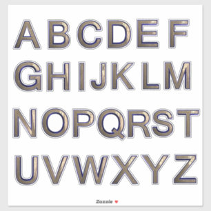 A-Z alphabet gold letters Custom-Cut Vinyl Sticker