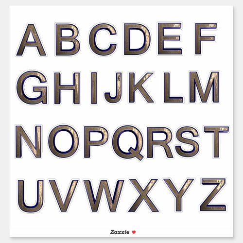 A_Z alphabet gold letters Custom_Cut Vinyl Sticker