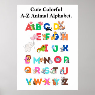 A-Z Animal Alphabet– Cute Colorful ABC Poster