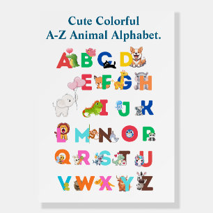 A-Z Animal Alphabet Poster– Cute Colorful ABC Foam Board
