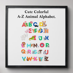 A-Z Animal Alphabet Wall Art – Cute Colorful ABC Peel And Stick Photo Tile