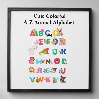 A-Z Animal Alphabet Wall Art – Cute Colorful ABC Peel And Stick Photo Tile