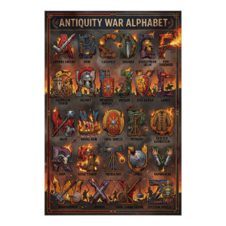 A-Z Antiquity War Alphabet Poster