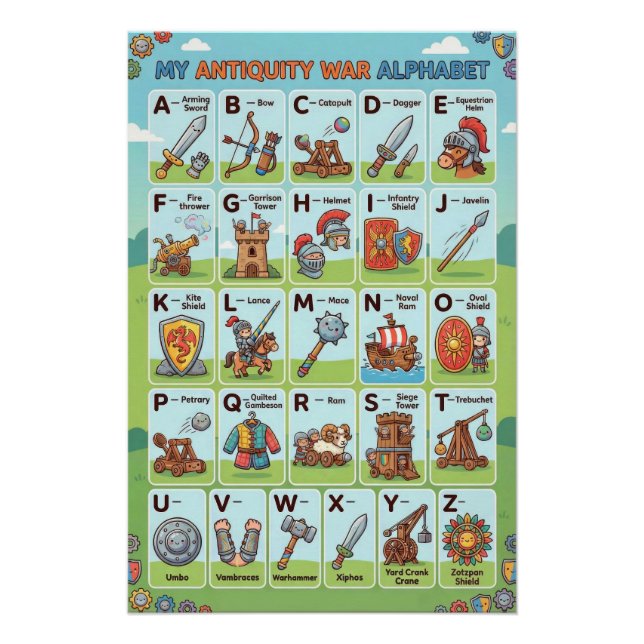 A-Z Antiquity War Alphabet Poster (Front)