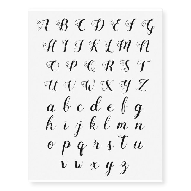 A-Z fancy letters Temporary Tattoos (Front)