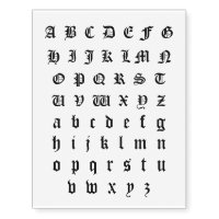 A-Z fancy letters Temporary Tattoos