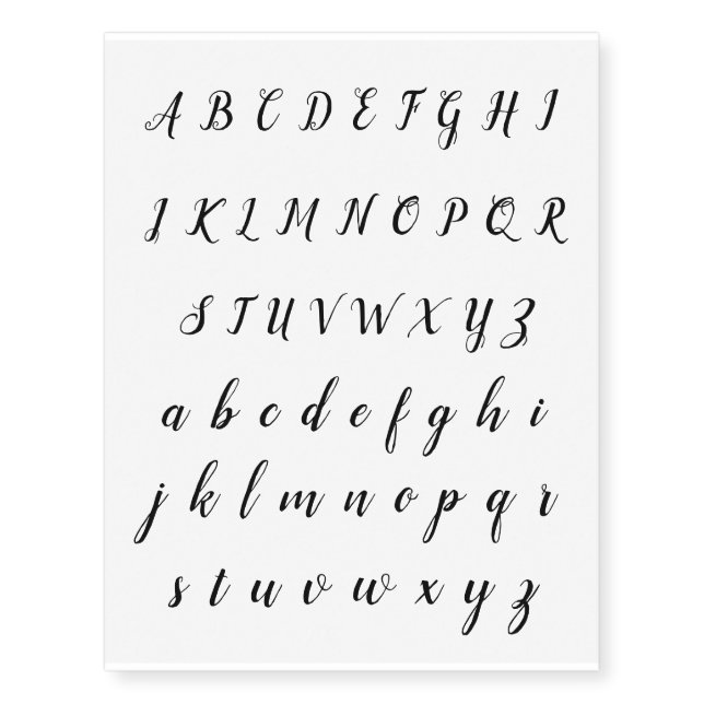 A-Z fancy letters Temporary Tattoos (Front)