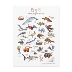 A-Z of amazing animals Postcard