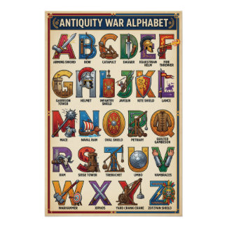 A-Z Roman War Alphabet Poster