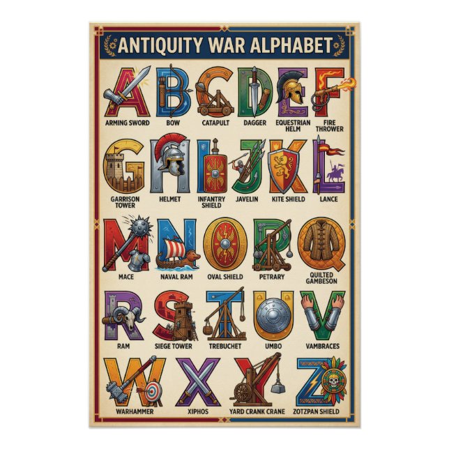 A-Z Roman War Alphabet Poster (Front)