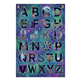 A-Z Witchy Alphabet Poster (Without words)