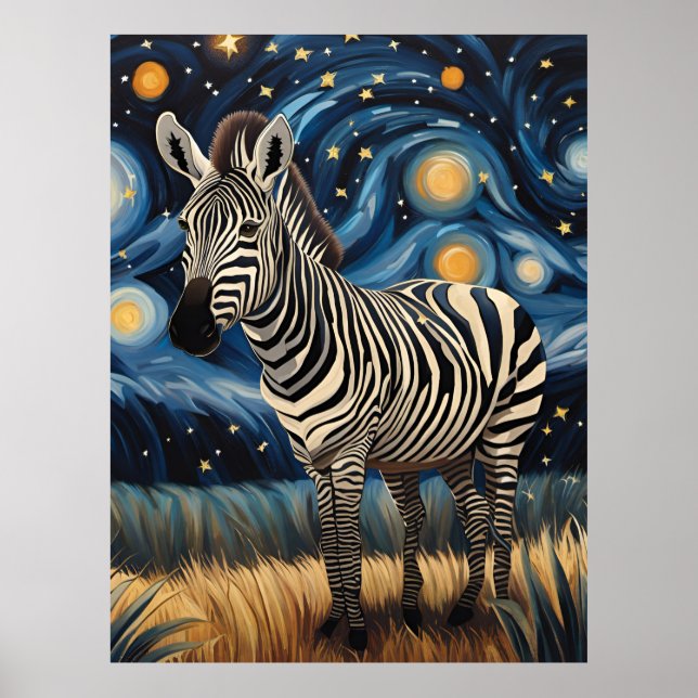 A Zebra in The Starry Night Poster (Front)
