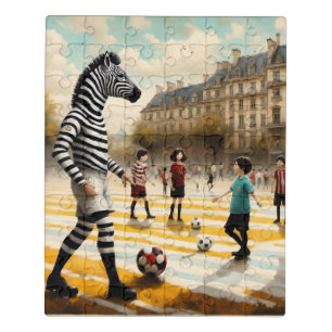 A Zebra referee in a soccer game Jigsaw Puzzle