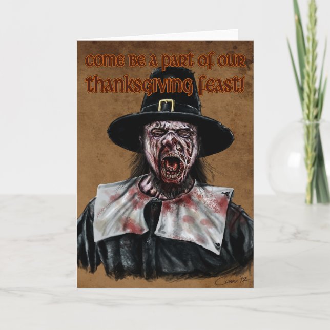A Zombie Thanksgiving Holiday Card (Front)