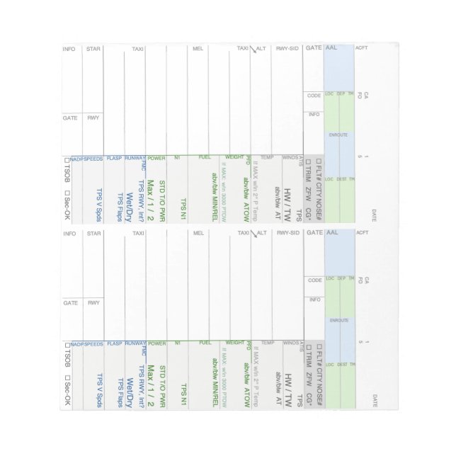 AA B787 Notes Card Pad (Front)