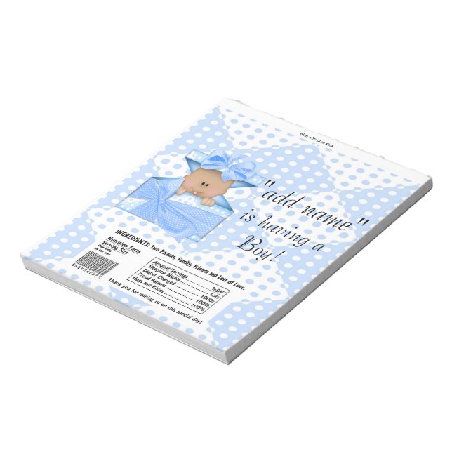 AA Baby Shower Candy Bar Wrapper Party Favor Notepad (Rotated)
