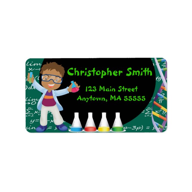 AA Boy Mad Scientist Party Address Labels (Front)