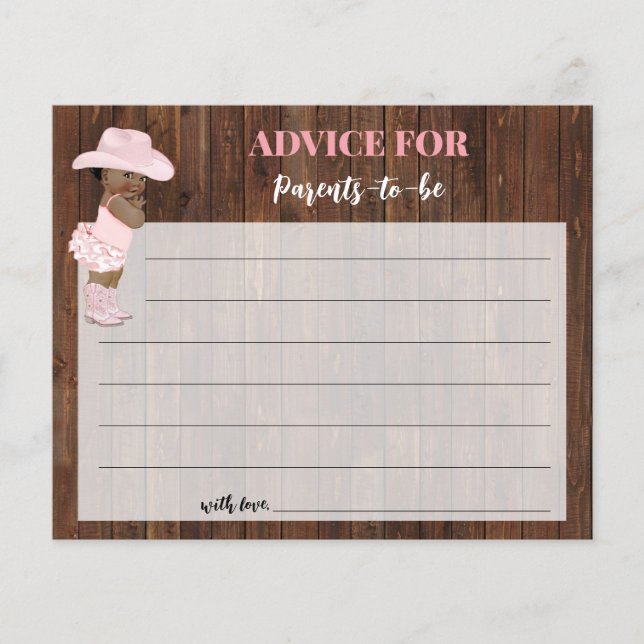 AA Cowgirl Advice for Mom & Dad Baby Shower Card Flyer (Front)