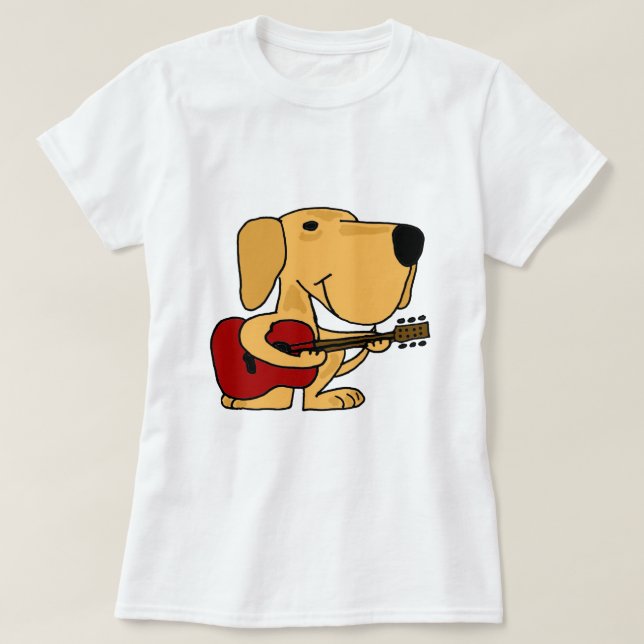 AA- Cute Yellow Labrador Retriever Playing Guitar T-Shirt (Design Front)