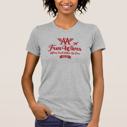AA Fun Wives One Color Red Logo Grey Heather T_Shirt
