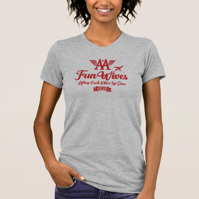 AA Fun Wives One Color Red Logo Grey Heather T-Shirt (Front)