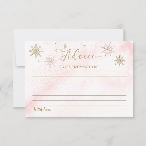 AA little Snowflake Pink Baby Shower Advice Cards