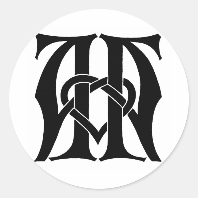 AA Monogram Classic Round Sticker (Front)