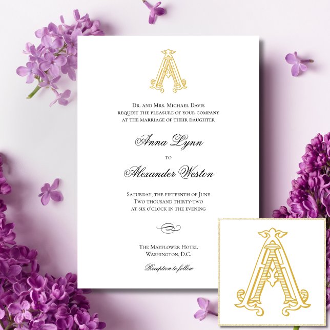 AA Monogram Vintage Wedding Invitations (Creator Uploaded)