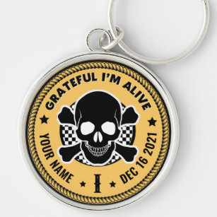 AA NA Any Years Sober or Clean Gift with Skull Keychain