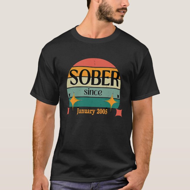 AA NA Celebrate Sobriety Since January 2005 Sober  T-Shirt (Front)