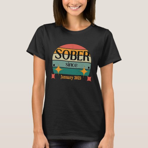 AA NA Celebrate Sobriety Since January 2023 Sober  T_Shirt