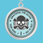 AA NA Skull Chip for Yearly Anniversary  Sterling Silver Necklace<br><div class="desc">Our Addiction Recovery Medallion Keychains are a perfect way to recognize a Sobriety Birthday or Recovery Anniversary because they offer something that mass produced medallion keychains just can't... the option to personalize! Make them feel unique and appreciated by giving personalized. Add any name, recovery date and length of sobriety! Designed...</div>