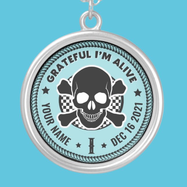 AA NA Skull Chip for Yearly Anniversary  Sterling Silver Necklace (Creator Uploaded)