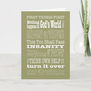 Aa Sayings & Slogans 1 Card by recoverystore at Zazzle