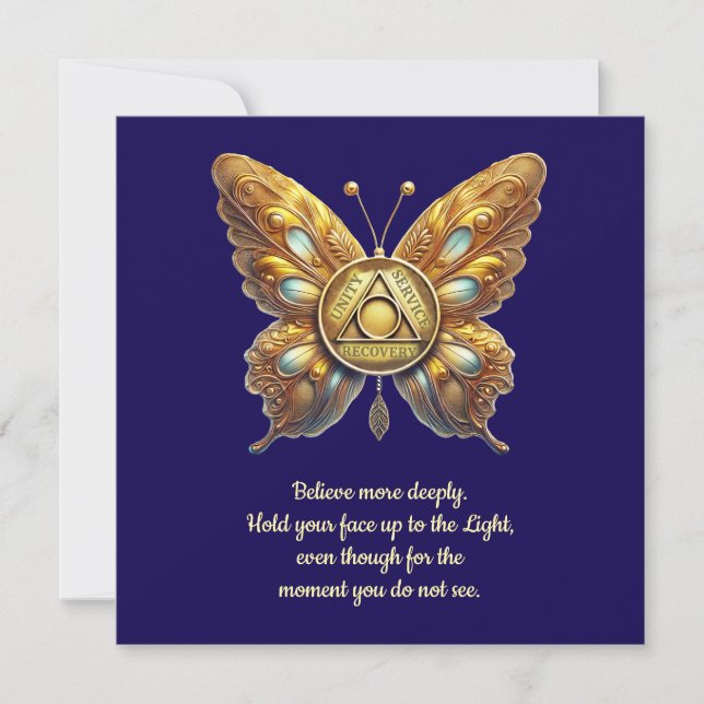 AA Symbol Butterfly and Prayer Note Card (Front)