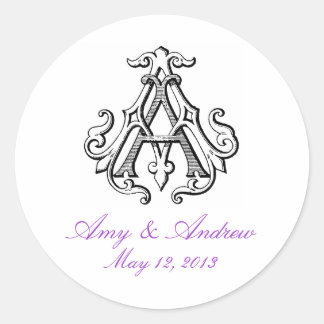 AA Vintage Monogram Wedding Sticker