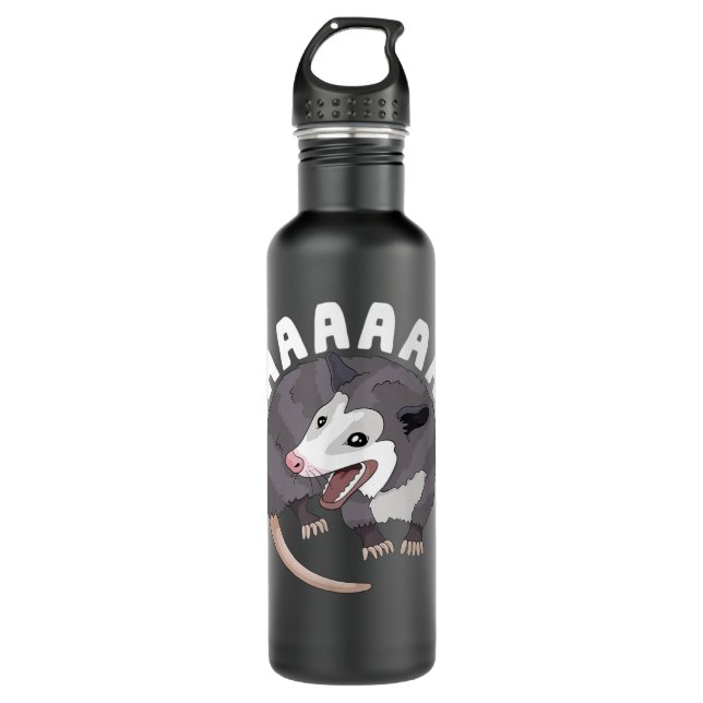 AAAAAA Screaming Opossum Stressed Possum Funny Dan Stainless Steel Water Bottle (Front)