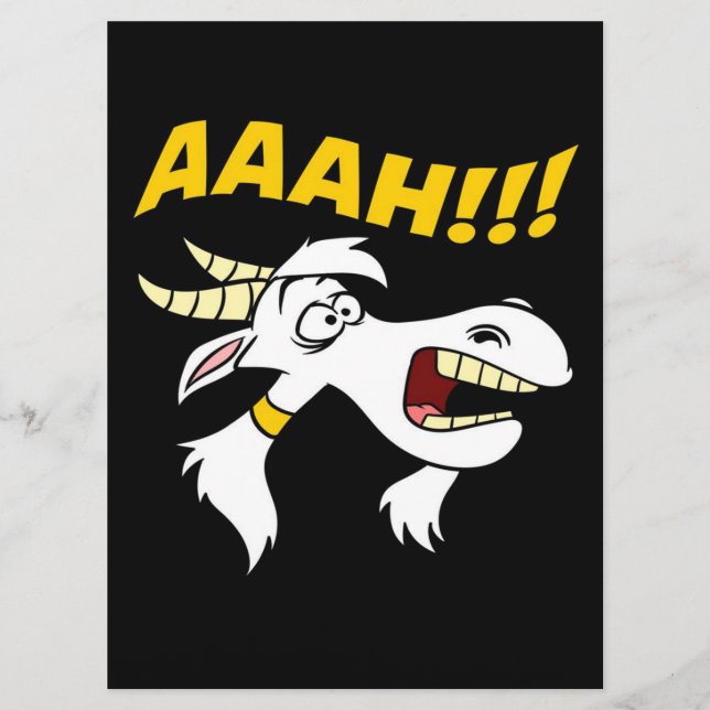 AAAH! Funny Screaming Goat Humor Meme| Goat Lover Menu (Front)