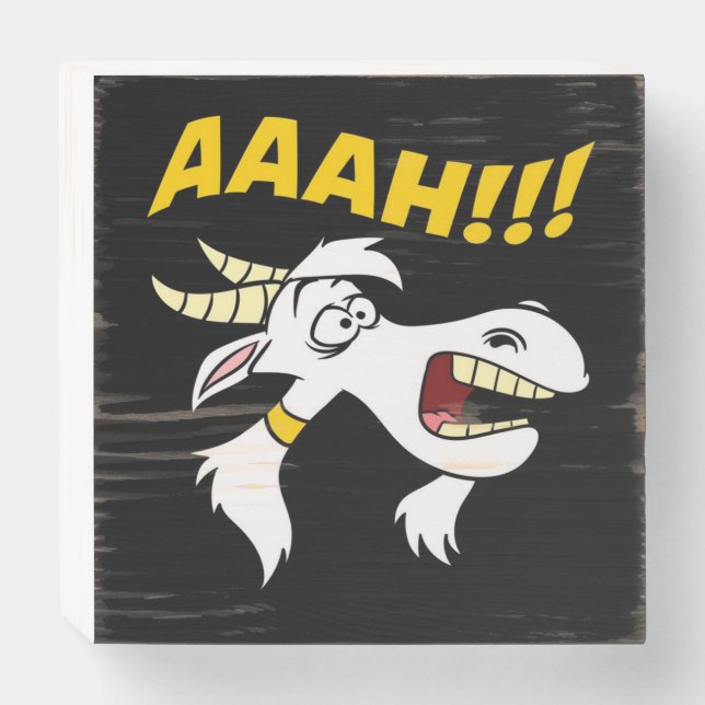 AAAH! Funny Screaming Goat|  Wooden Box Sign (Front Horizontal)