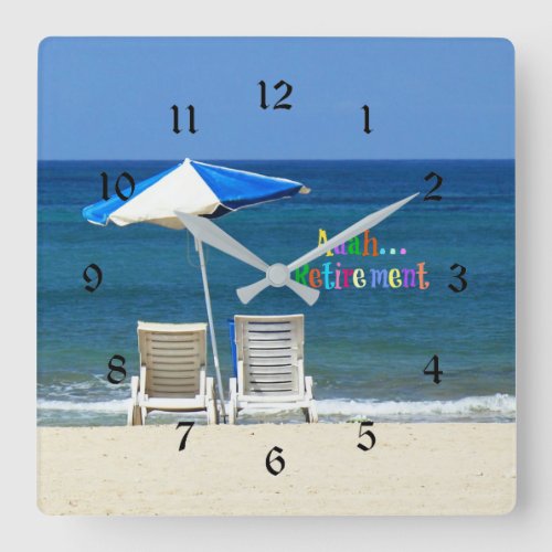Aaahretirement fun at the beach square wall clock