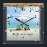 Aaah...retirement, holiday design, square wall clock<br><div class="desc">Aaah... retirement,  relaxing at the beach,  decorative holiday design.</div>