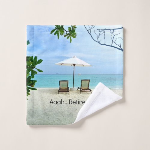AaahRetirement palm trees and beach chairs Wash Cloth